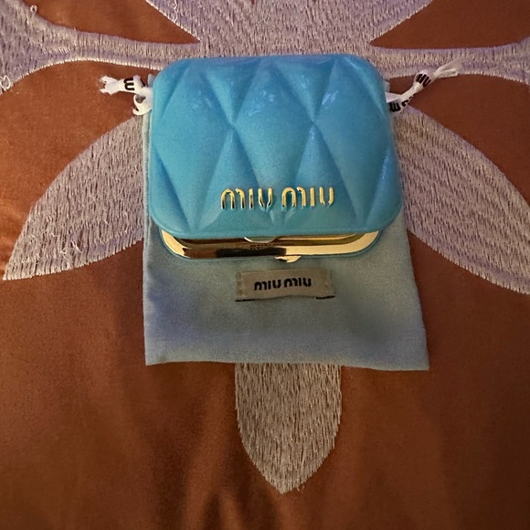 Miu Miu Accessories - Miu Miu Blue Compact Double Sided Mirror Case